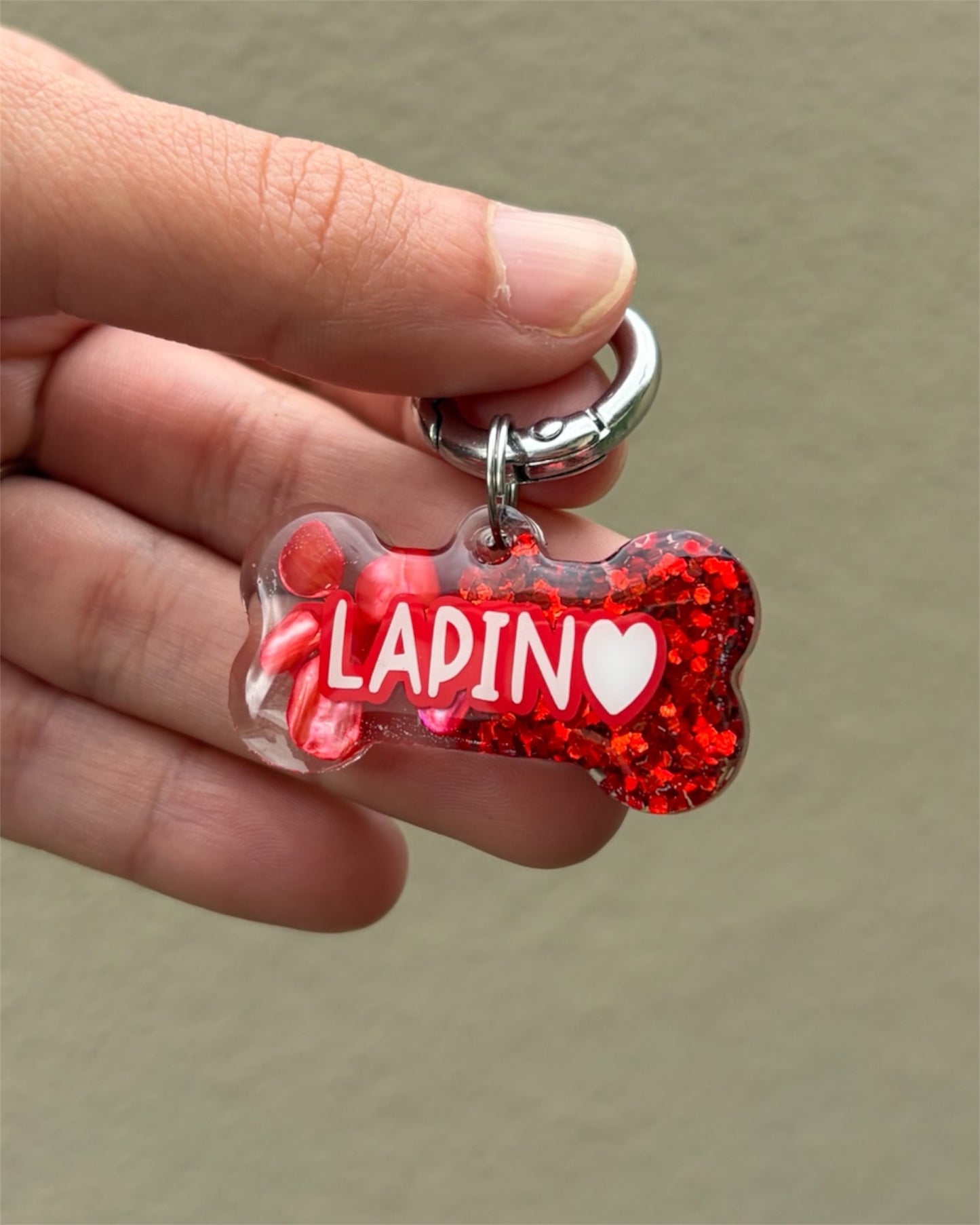 Half clear half glitter tags
