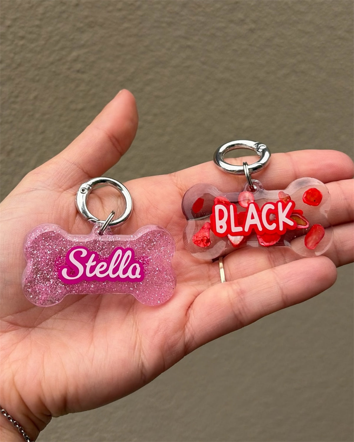 Clear tags/ glitter tags with objects