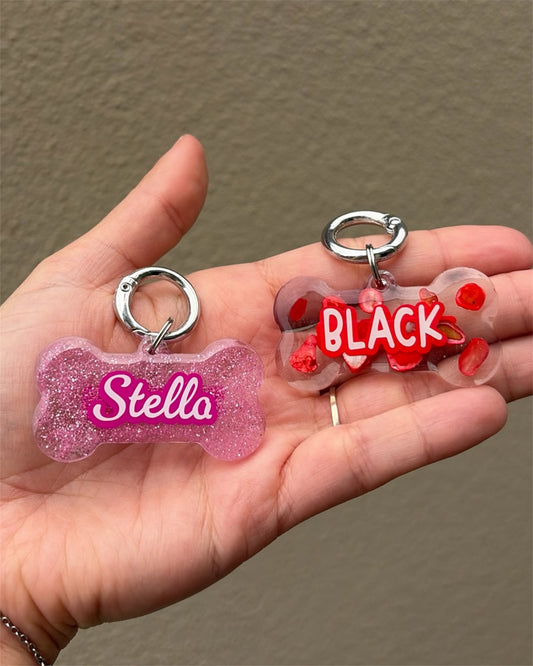 Clear tags/ glitter tags with objects
