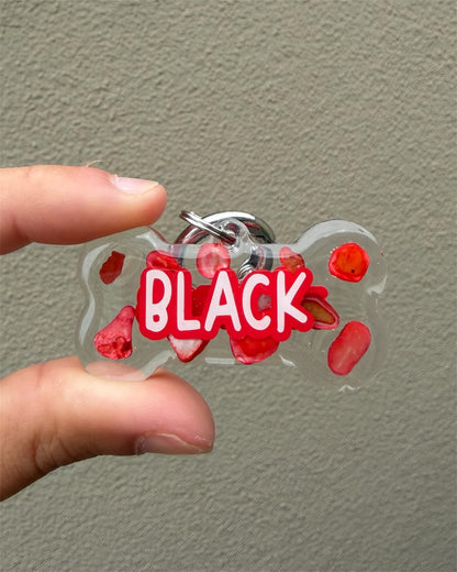 Clear tags/ glitter tags with objects
